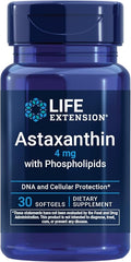 Life Extension Astaxanthin with Phospholipids – Antioxidant Support, Eye Health – Algae-Derived – Gluten-Free, Non-GMO – 30 Softgels