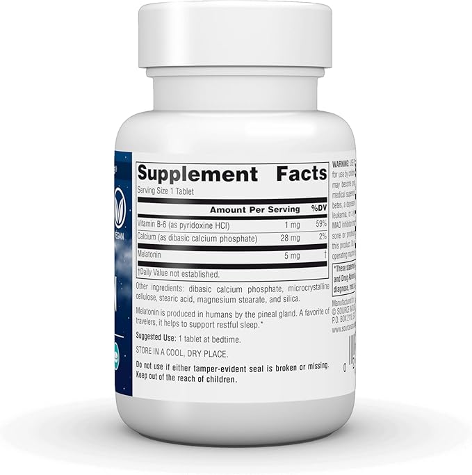 Source Naturals Sleep Science Melatonin, Helps Promote Sleep* - 5 mg - 120 Vegan Tablets