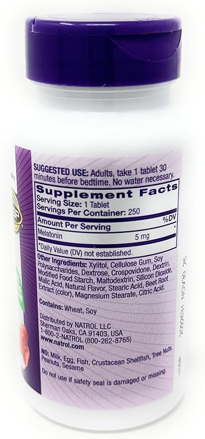 Natrol Melatonin 5 Mg, 250 Fast Dissolve Tablets Strawberry Flavor