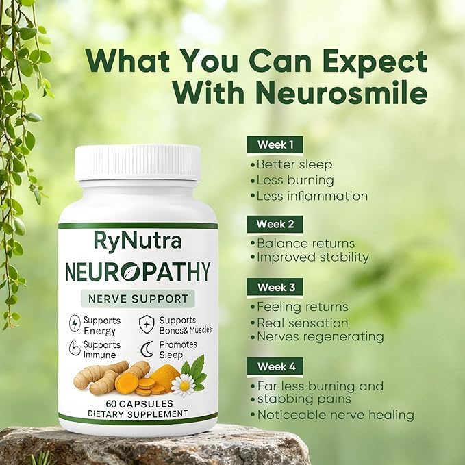 Rynutra Nerve Support – Nerve Health & Wellness Supplement with Vitamins C, B12, – Supports Energy, Nervous System & Overall Well-Being, 60 Capsules