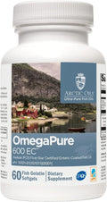 XYMOGEN OmegaPure 600 EC - Cardiovascular & Brain Support - IFOS Five-Star Certified Fish Oil - DHA EPA Omega-3 Supplement - Enteric Coated Softgels - 60 Softgel Tablets