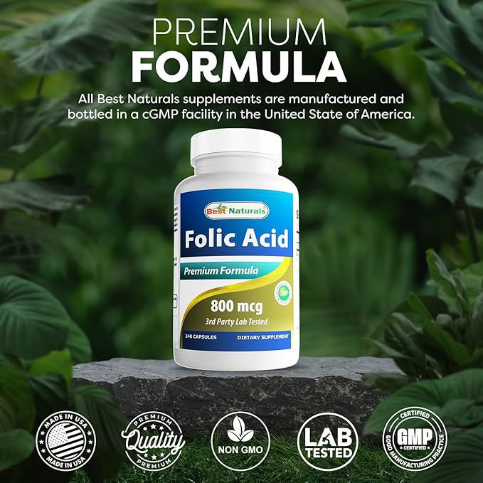 Best Naturals Folic Acid 800 mcg 240 Capsules