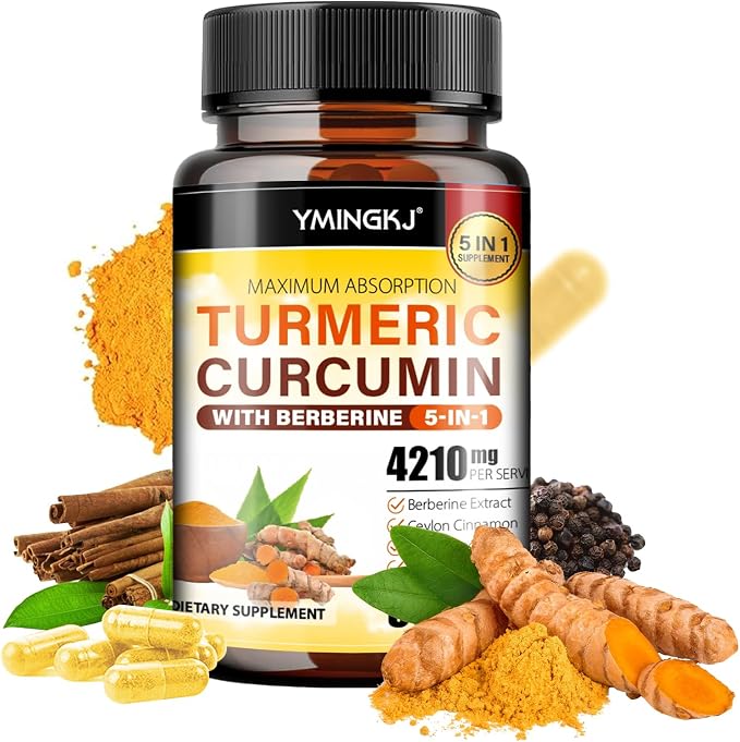 Turmeric Curcumin Supplement with Black Pepper & Bioactive Botanicals, Turmeric,Ginger, Berberine, Ceylon Cinnamon – Premium Supplement for Daily Wellness Support 60 Capsules