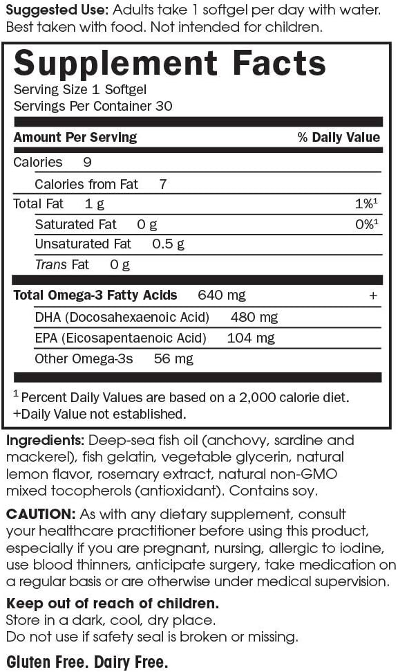 Garden of Life Prenatal DHA Omega 3 Fish Oil Supplement - Minami Natural Prenatal, Lemon, 30 Softgels