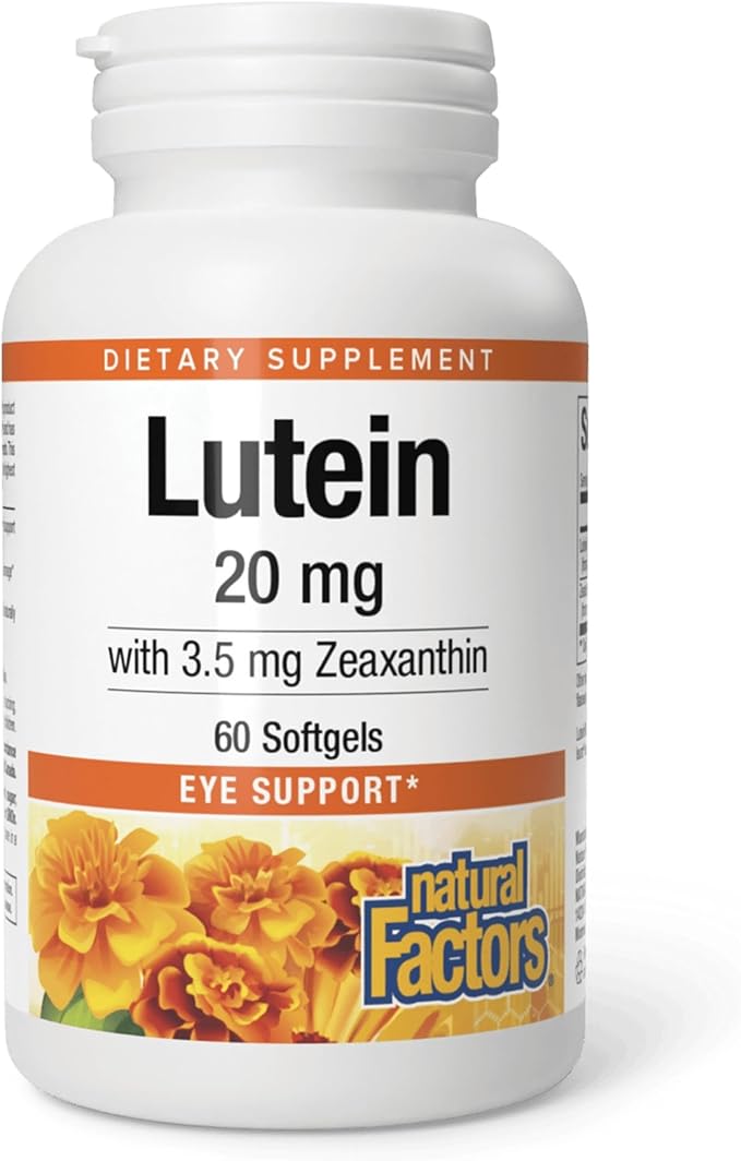 Natural Factors - Lutein 20mg, Natural Antioxidant to Support Eye Health, 60 Soft Gels