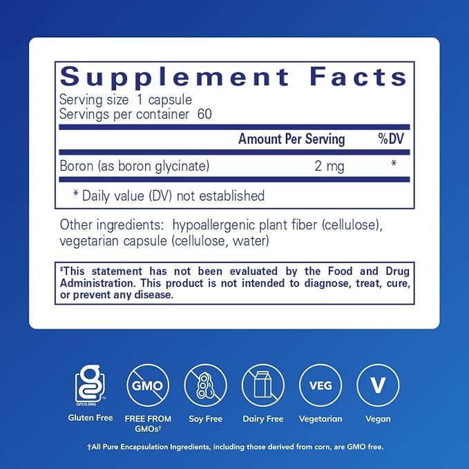 Pure Encapsulations Boron (Glycinate) | Supplement for Hormone Balance, Bone Strength and Health, Connective Tissue, and Nutrient Metabolism* | 60 Capsules