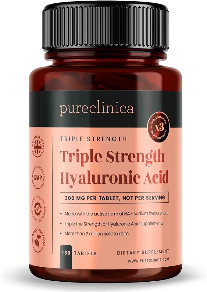 Triple Strength Hyaluronic Acid 300mg x 180 tablets (6 months supply). 300% stronger