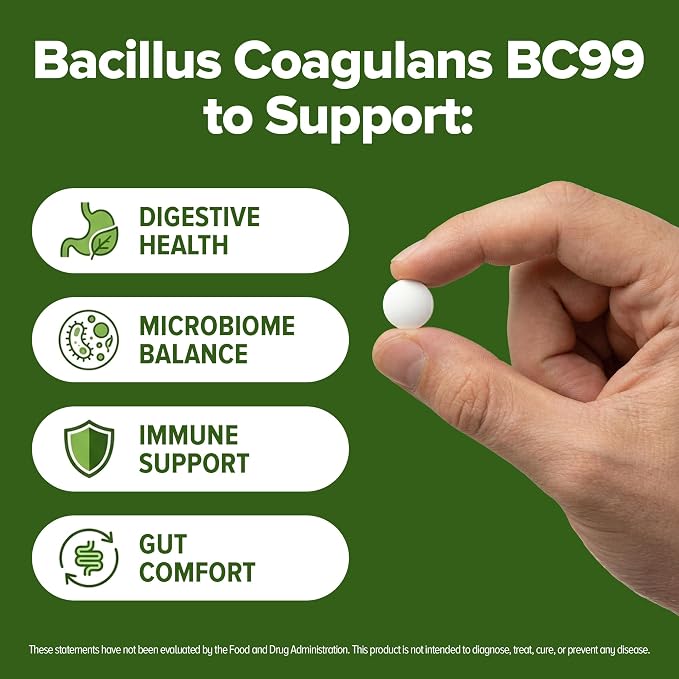 Bacillus Coagulans Probiotic 240 Tablets (4 Month Supply) - 3 Billion CFU Researched Strain BC99 - Supports Digestive Health & Gut Comfort – GMP Certified (240, Bacillus Coagulans)