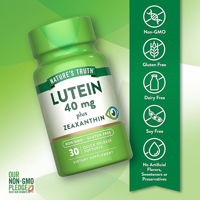 Nature's Truth Lutein and Zeaxanthin Supplement | 40mg | 30 Softgels | Non-GMO & Gluten Free