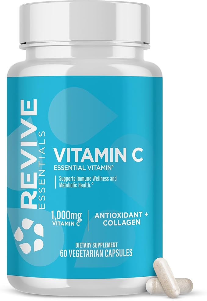 Revive MD Vitamin C Capsules, 1000mg - High-Potency VIT C Ascorbic Acid Dietary Supplement for Immune Support & Antioxidant Health - No Fillers & Non-GMO (200 Vegetarian Capsules, 30 Servings)