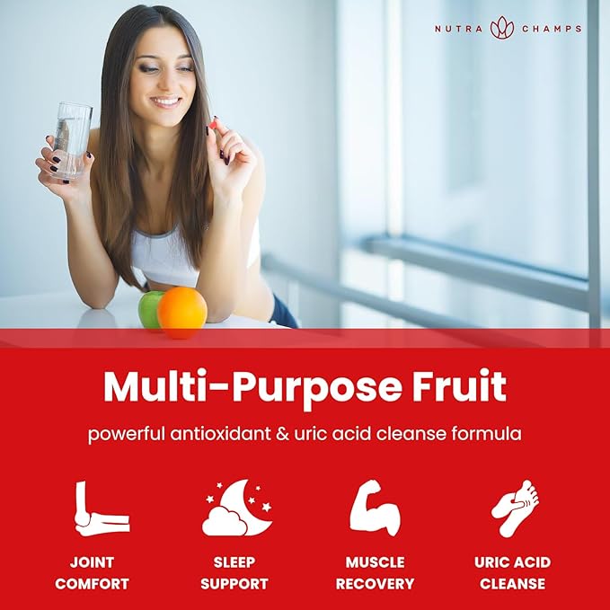 NutraChamps Tart Cherry Gummies - Tart Cherry Extract with Celery Seed - 60 Vegan Gummies