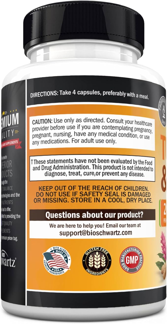 Turmeric and Ginger Supplement with BioPerine - Turmeric Curcumin with Black Pepper & Organic Ginger for Enhanced Absorption for Digestion Knee & Joint Support - Vegan & Non-GMO (40 Servings)