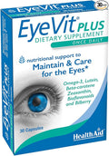 EyeVit Plus – Once-Daily Eye Health Supplement | 30 Capsules | Contains Omega-3, Lutein, Beta-Carotene, Zeaxanthin, Bioflavonoids & Bilberry