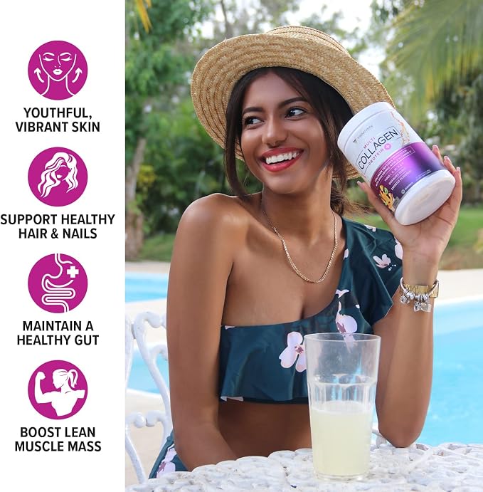 Multi Collagen Peptides Powder for Women - Hydrolyzed Flavored Collagen Powder for Women with Types I II III V & X Vitamin C & Hyaluronic Acid for Hair Skin and Nails (Tropical Punch) - 30 Servings