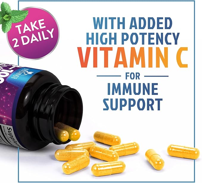 B Complex Vitamins Capsules - Super Complete B-100 Complex with Vitamin B12 B6 C Biotin Folate & Folic Acid for Immune & Energy Support - Supplement for Heart, Brain, & Nerve Support - 60 Capsules