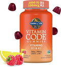 Garden of Life Vitamin Vitamin Code D3 + K2 Gummies with Prebiotics & Probiotics for Digestion, 2000 IU Vitamin D3 + 100 mcg K2 for Bone & Immune Health for Adults, 45 Raspberry Lemon Gummies