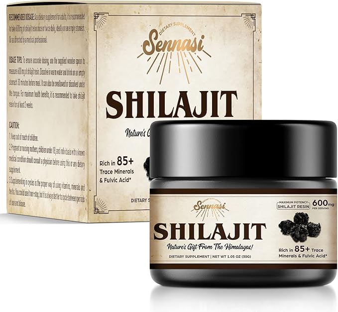 Shilajit Pure Himalayan Organic Shilajit Resin - 600mg Maximum Potency Natural Organic Shilajit Resin with 85+ Trace Minerals & Fulvic Acid for Energy, Immune Support, 30 Grams (3 Pack)