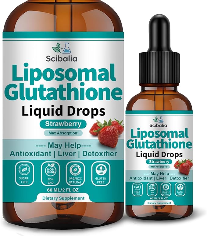 Liposomal Glutathione Supplement Liquid Drops, 5-in-1 Ultra Strength L-Glutathione 1750mg w. Milk Thistle Vitamin C NAC Alpha Lipoic Acid for Skin Whitening Liver Detox Antioxidant Immune Brain Health
