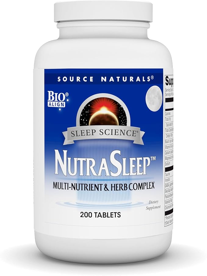 Source Naturals NutraSleep, Melatonin-Free Multi-Nutrient & Herb Complex, Vegetarian Formula for Relaxation Support - 200 Tablets