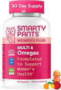 SmartyPants Women's Multivitamin Gummies, Omega 3 DHA/EPA, Methylfolate, CoQ10, Vitamin D3, C, B12, B6, A, K, Zinc, Three Fruit Flavors, 90 Count (30 Day Supply)