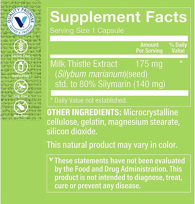 The Vitamin Shoppe Milk Thistle 175 MG - Liver Health Support, Detoxification & Antioxidant Protection (100 Capsules)
