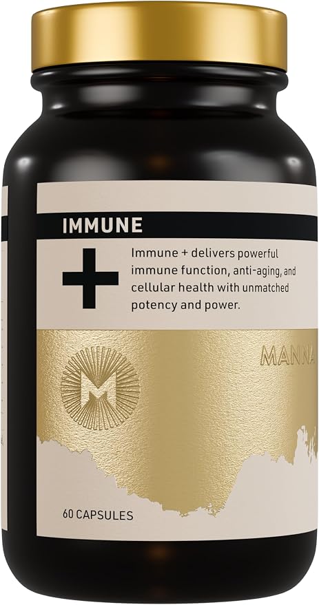 Manna Immune+ Capsules | 500mg Amla Extract & 500mg Rosehip Extract | Vitamin C Supplement for Immune Boost, Antioxidants, Heart Health, Digestion & Immune System Support | For Daily Use | 60 Count