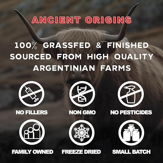 Grass Fed Beef Organs Supplement 4500mg - Desiccated Liver, Bone Marrow, Heart, Spleen, Pancreas & Kidney, Non-GMO, Gluten Free, Undefatted by Ancient Origins (180 Capsules, 750mg Each)