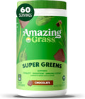 Amazing Grass Greens Blend Superfood: Super Greens Powder Smoothie Mix with Organic Spirulina, Chlorella, Beet Root Powder, Digestive Enzymes & Probiotics, Chocolate, 60 Servings (Packaging May Vary)