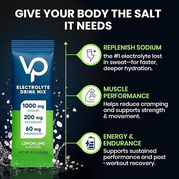 Venture Pal High Sodium Sugar-Free Electrolyte Powder Packets - Hydration Packets with Sodium, Potassium & Magnesium | Zero Calories | Keto, Vegan, and Paleo Friendly | 30 Sticks