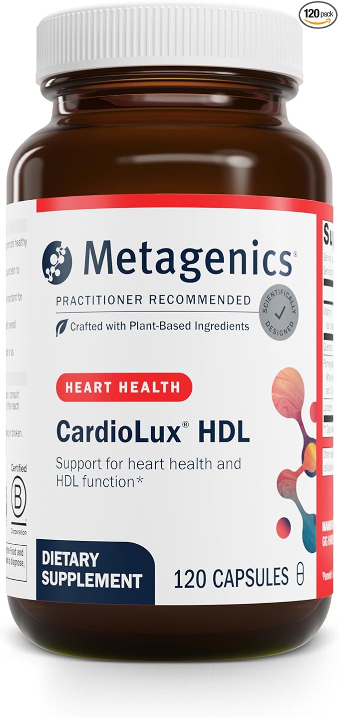 Metagenics CardioLux HDL - Advanced Heart Health & Cholesterol Support Supplement* - with Lycopene, Pomegranate Extract & Quercetin - Supports HDL Antioxidant Defense* - 120 Capsules