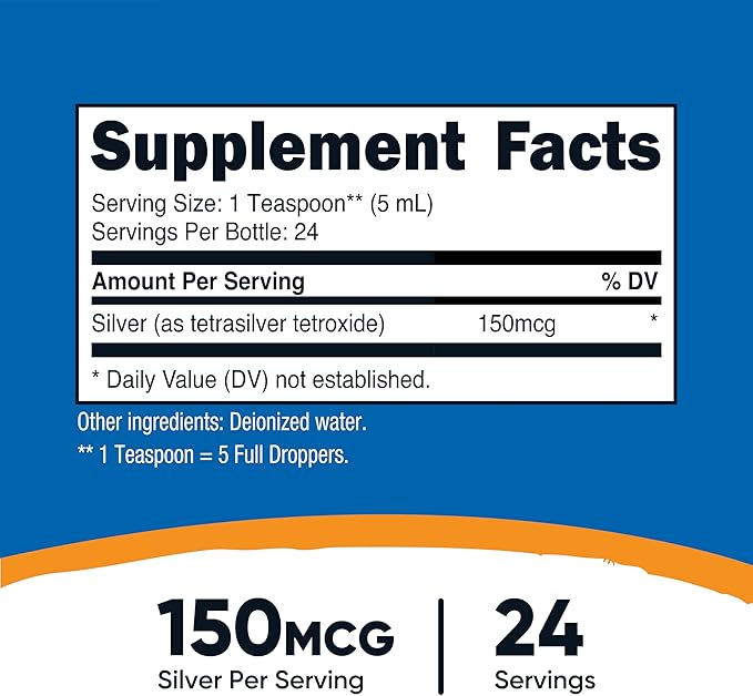 Nutricost Colloidal Silver 4oz - Cobalt Blue Glass Bottles, Bio-Active Colloidal Silver