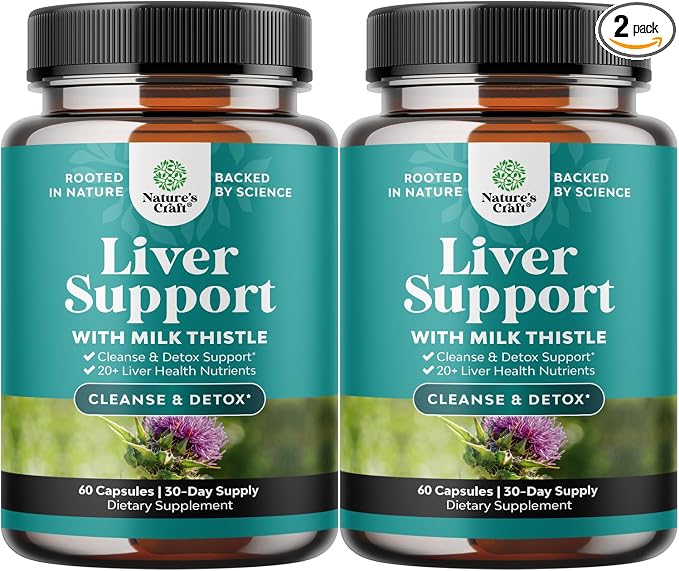 Natures Craft Liver Cleanse Detox & Repair 2 Pack Bundle - Herbal Liver Support Milk Thistle Supplement - Silymarin Milk Thistle Supplements with Dandelion Root, Choline, Beetroot & Artichoke Extract
