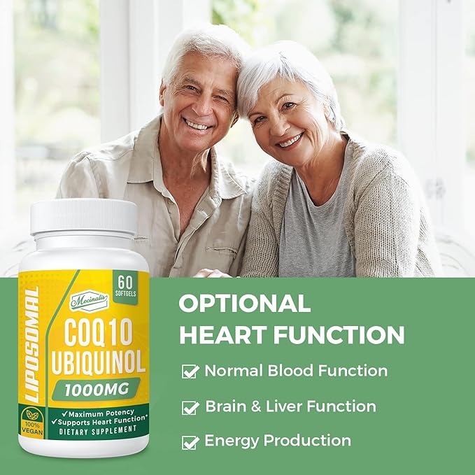 1000mg Liposomal CoQ10 Softgels | Better Absorption CoQ10 Ubiquinol Supplement | Heart Function & Energy Production | Active Antioxidant Form of Vegan Coenzyme Q10 | Non-GMO | 120 Softgels