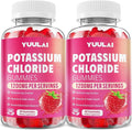 Pack of 2 Potassium Gummies, Potassium Chloride Gummies 1200mg for Adults, Sugar-Free Potassium Supplement Support Leg Cramps & Electrolyte Balance, Raspberry Flavor, 120 Count