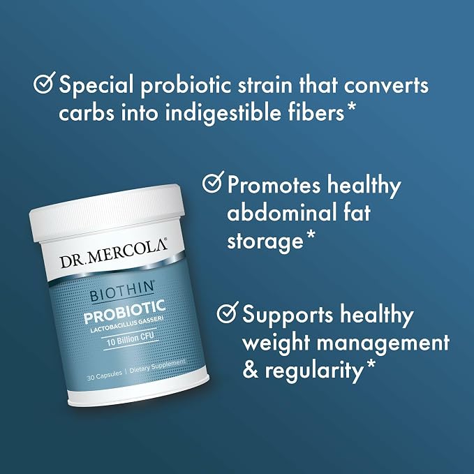 Dr. Mercola Biothin Probiotic - Digestive Health Supplement - Supports Healthy Metabolism - GMO-Free, Gluten-Free & Soy-Free - 90 Delayed-Release Capsules (90 Servings)