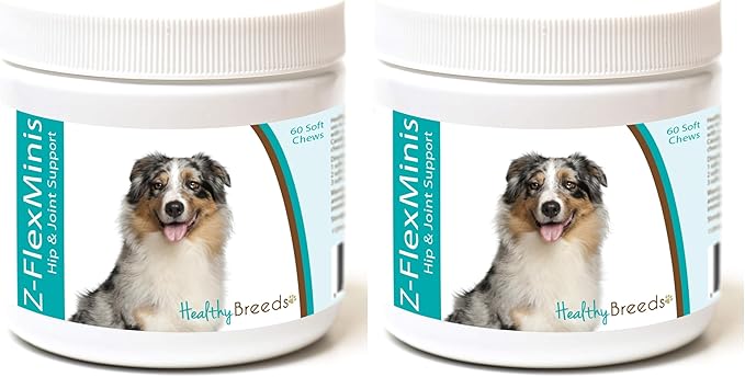Healthy Breeds Australian Shepherd Z-Flex Minis Hip and Joint Support Soft Chews 60 Count (Pack of 2)