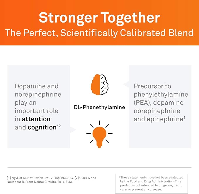 Neuroscience Focus DL - Brain Supplements for Memory & Focus with L-Phenylalanine - Memory & Brain Health Capsules for Pea Production, Mental Clarity, and Catecholamine Balance (60 ct)