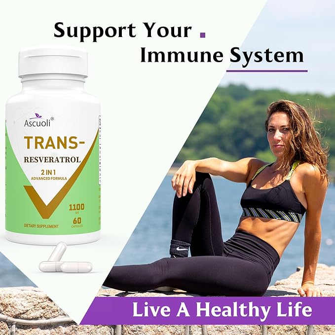 99% Ultra Purity Trans-Resveratrol 1100mg, 3-in-1 Advanced Formula Organic Resveratrol Supplement, Max Antioxidant, Anti-Aging, Skin Health, Cell Repair, Boost NAD+, Immune & Energy, 60 Caps