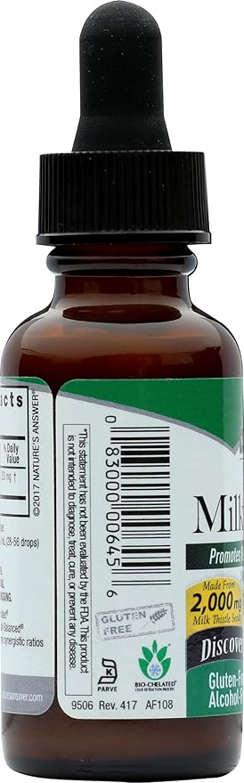Nature's Answer Alcohol-Free Milk Thistle 1 Ounce Extract | Supports Hepatic System | Vegan | Non-GMO | Gluten Free | Kosher
