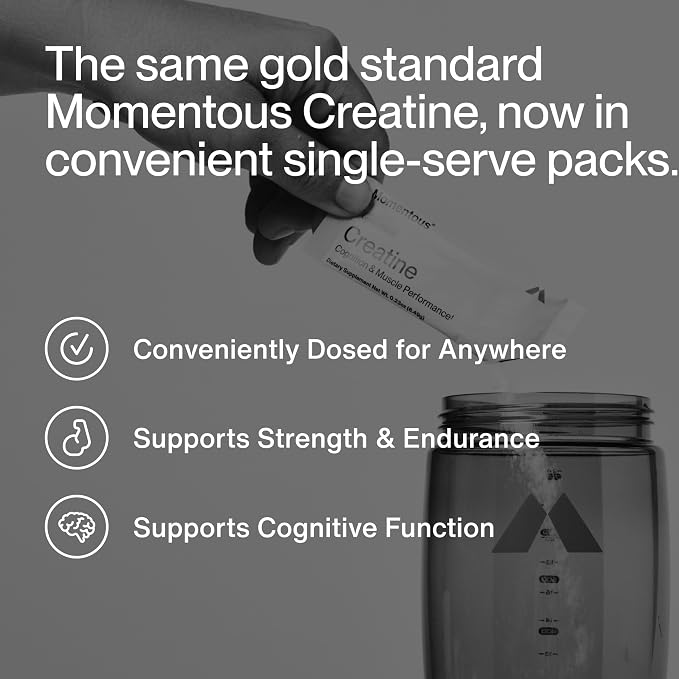 Momentous Creatine Monohydrate Powder - Creatine Powder - Supports Strength, Lean Muscle, & Recovery for Men & Women - NSF Certified for Sport - 5 g per Serving - 15 Servings