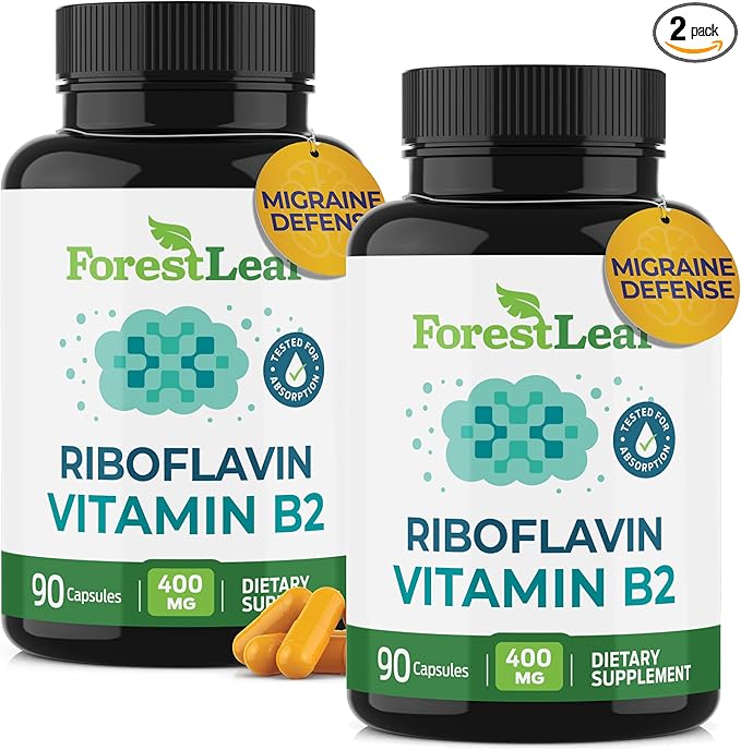 Vitamin B2 Riboflavin 400mg - Energy, Skin & Cellular Health Supplement - Nervous System Support - Vitamin B 2 Vit B - Non-GMO & Gluten Free - B2 Vitamin 400mg Vegetable Capsules, 90 Count 2-Pack