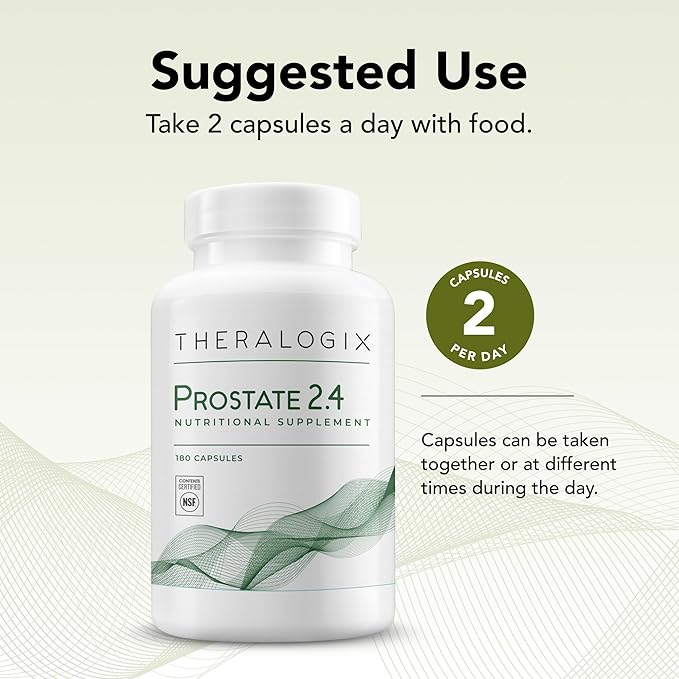 Theralogix Prostate 2.4 Nutritional Supplement - 90-Day Supply - Prostate Health for Men - Supports Healthy Prostate Tissue - Lycopene, Vitamin D3, Selenium & Vitamin E - NSF Certified - 180 Capsules