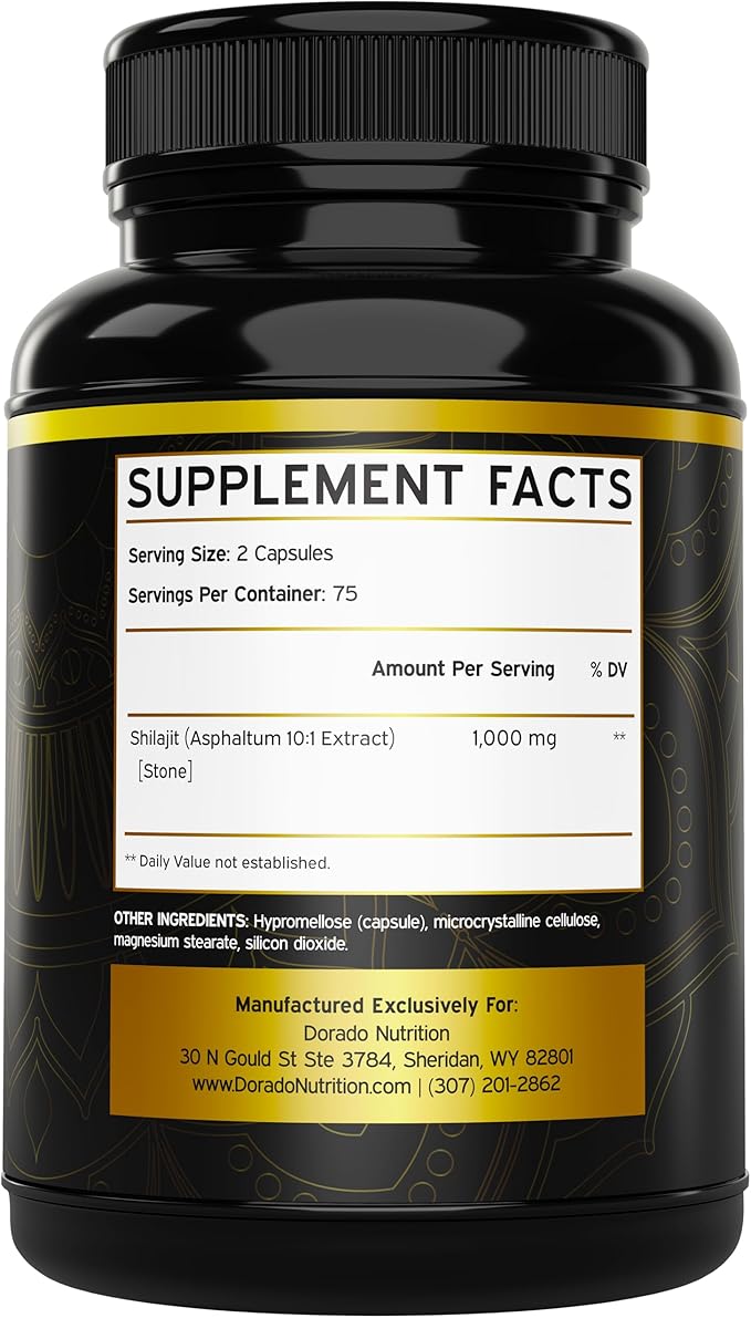 Shilajit Capsules (150 Count) Premium Shilajit Supplement for Men (High in Trace Minerals, No Fillers, Manufactured in The USA) 1000mg Per Serving, Third Party Tested, Non-GMO & Vegan Safe