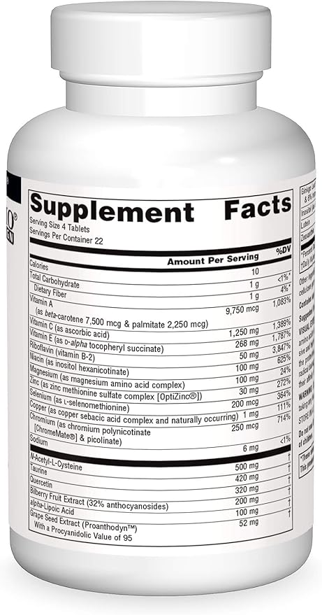 Source Naturals Visual Eyes Dietary Supplement - Multi-Nutrient Complex with Bilberry Extract, Lipoic Acid and Lutein - 90 Tablets