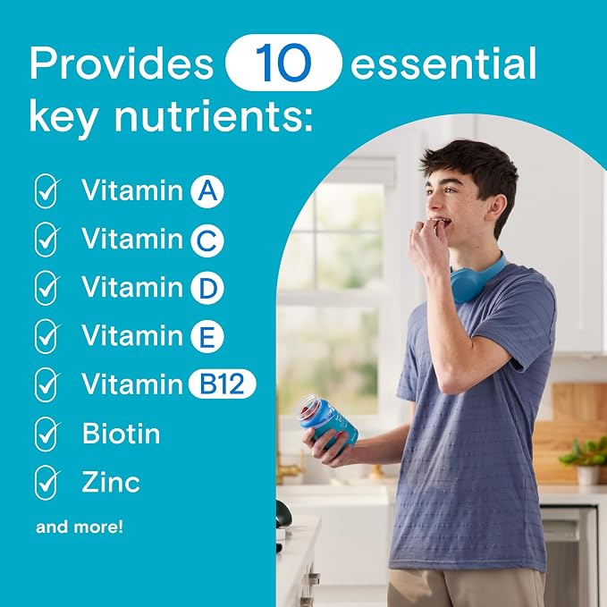 ONE A DAY Teen Boy’s Daily Essentials Multivitamin Gummies,Teen Boy Vitamins with Vitamin C,Vitamin D,Bone Health,Immune Health,Raspberry Natural Flavor,120 Gummies,(Pack of 2)
