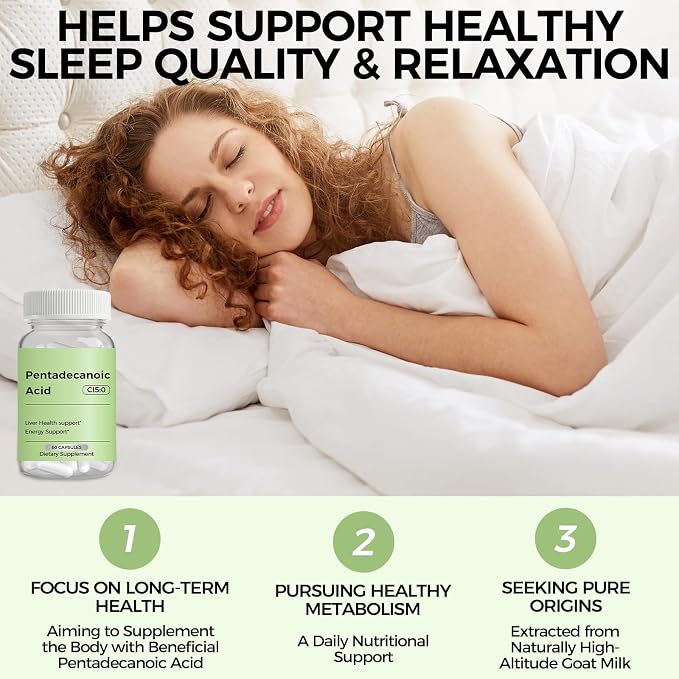 Pentadecanoic Acid, C15:0 Supplement, Supports Metabolic and Mitochondrial Health. Sourced from High-Altitude Goat Milk - 60 Capsules