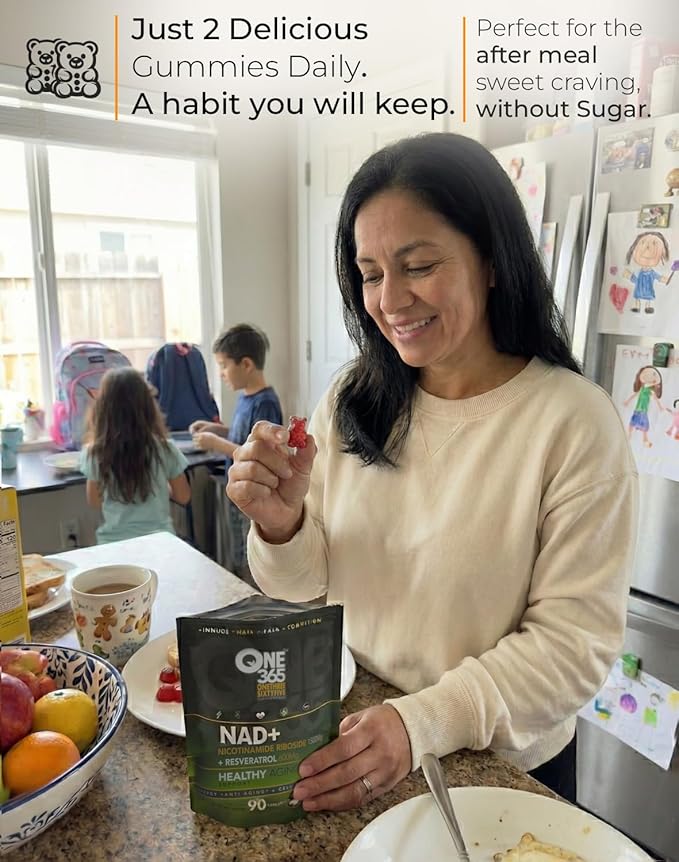 NAD+ Supplement Gummies Nicotinamide Riboside Resveratrol Cellular Energy Healthy Aging Support Antioxidant NAD Plus Booster for Women and Men Vegan Non GMO 1500mg Gummy Vitamins