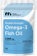 Micro Ingredients Omega 3 Fish Oil Supplements 3,000mg Per Serving, 120 Softgels | Lemon Flavored – Burpless | EPA 540mg + DHA 360mg | Deep Sea Fish