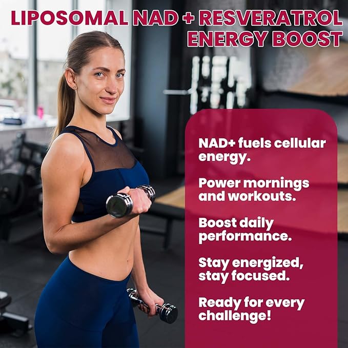 Liposomal NAD Supplement - 1200mg NAD+ Liquid Drops for Women & Men with Resveratrol, Black Pepper Extract - Support Anti-Aging, Brain & Cellular Mitochondrial Health - 2 Fl Oz, Strawberry Flavor
