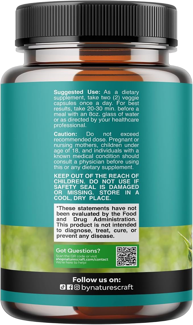Natures Craft Liver Cleanse Detox & Repair - Herbal Liver Support Milk Thistle Supplement - Silymarin Milk Thistle Supplements with Dandelion Root, Choline, Beetroot & Artichoke Extract - 90 Count
